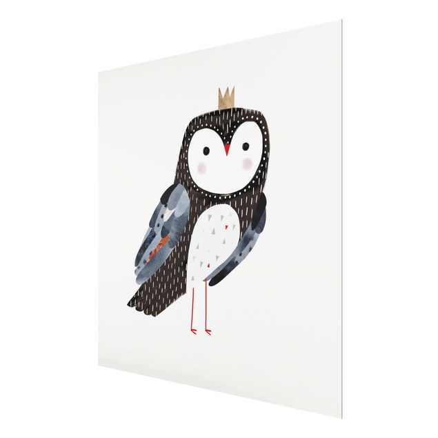Glas Magnettafel Crowned Owl Dark