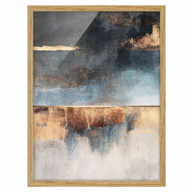 Contemporary art prints Abstract Lakeshore In Gold