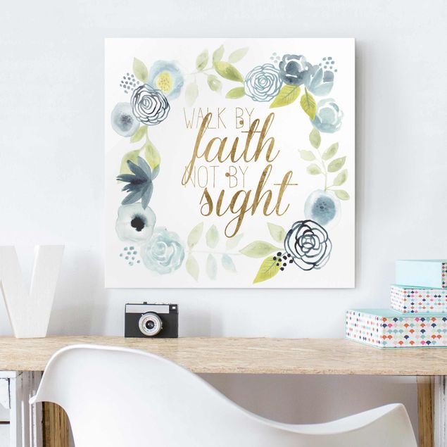 Glass prints spiritual Garland With Saying - Faith