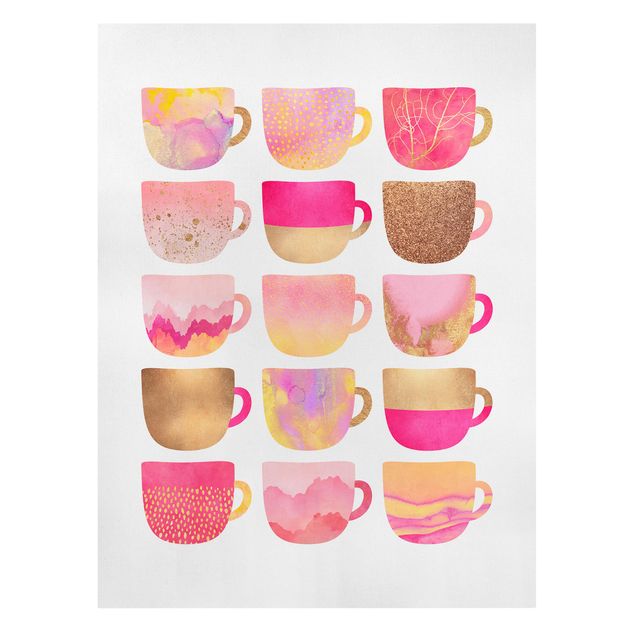 Coffee canvas Golden Mugs With Light Pink