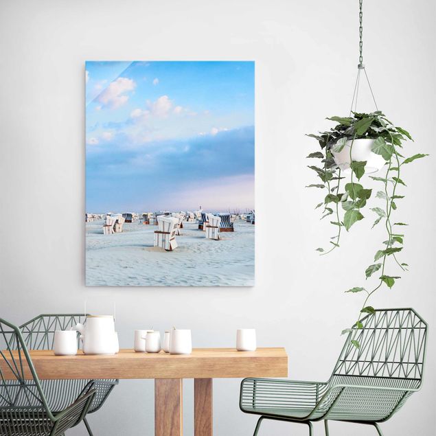 Landscape canvas prints Beach Chairs On The North Sea Beach