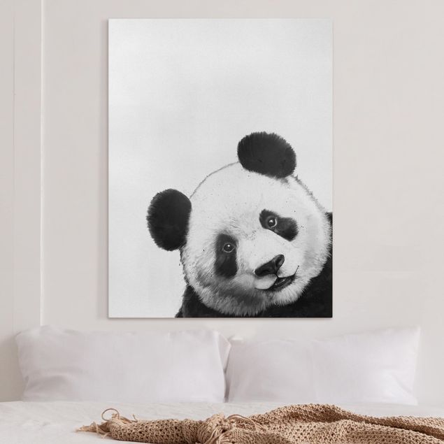 Black and white wall art Illustration Panda Black And White Drawing