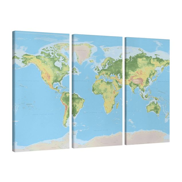 Modern art prints Physical World Map