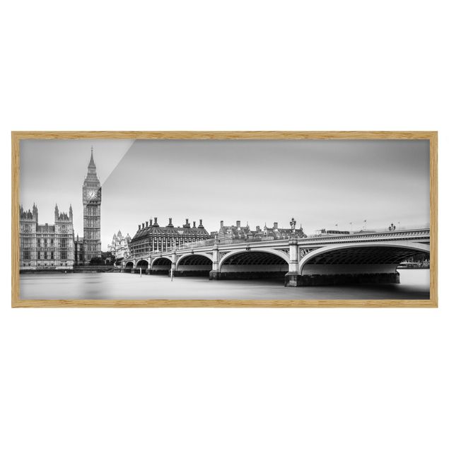 Framed prints black and white Westminster Bridge And Big Ben