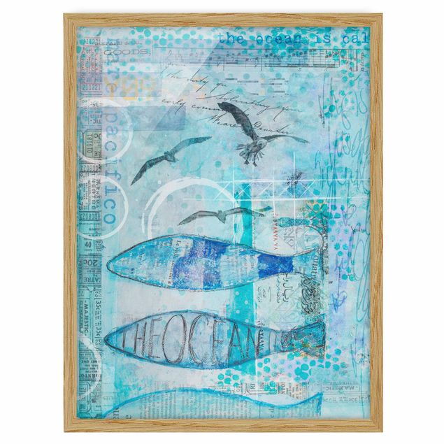 Animal canvas Colourful Collage - Blue Fish
