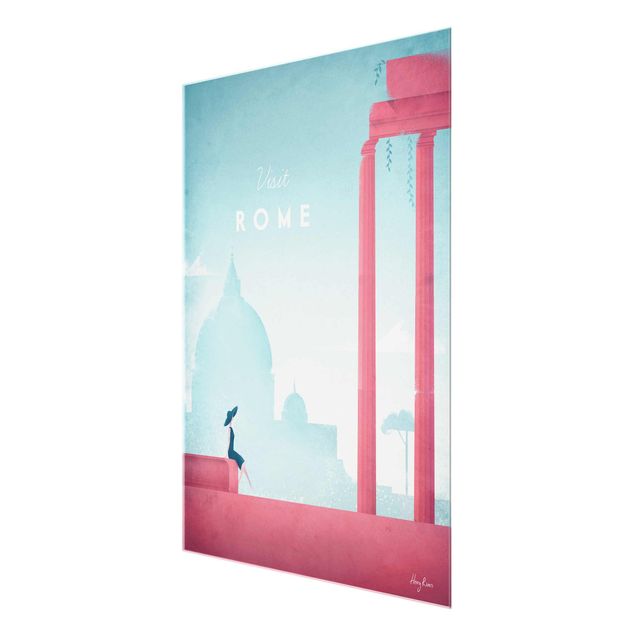 Red art prints Travel Poster - Rome
