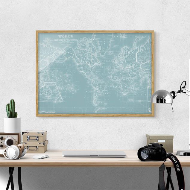 Prints maps World Map In Ice Blue