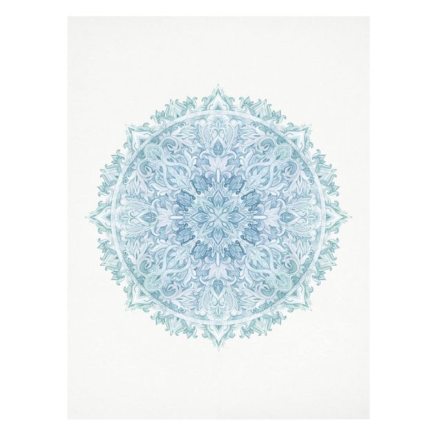 Wall art turquoise Mandala WaterColours Ornament Hand Painted Turquoise