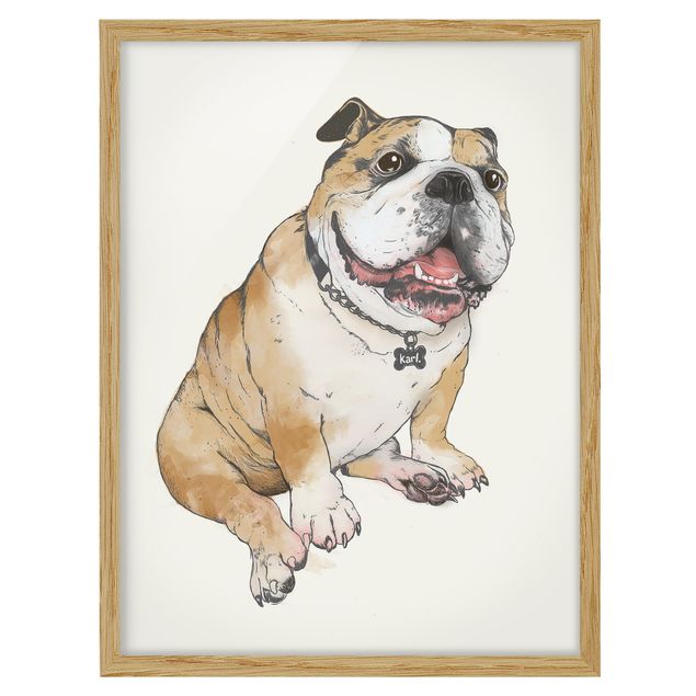 Animal canvas Illustration Dog Bulldog Painting