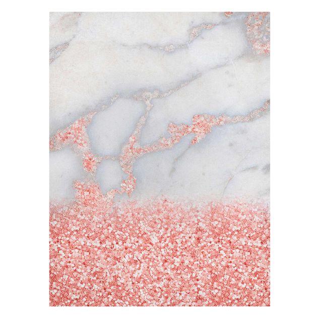 Abstract art prints Marble Look With Pink Confetti