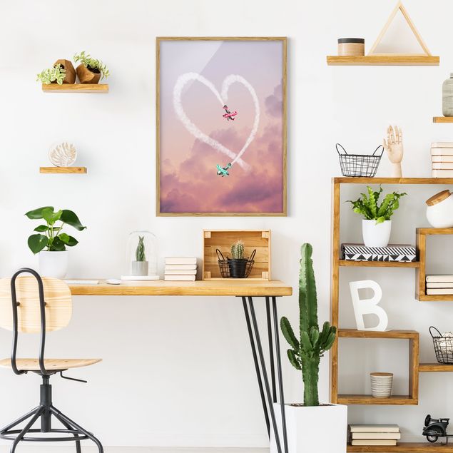 Contemporary art prints Heart With Airplanes