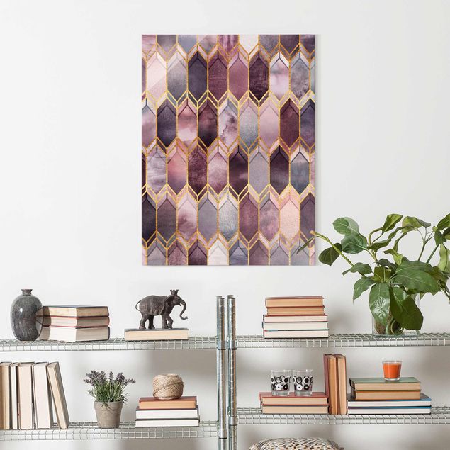 Art prints Stained Glass Geometric Rose Gold