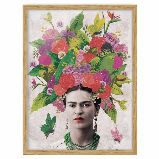 Prints animals Frida Kahlo - Flower Portrait