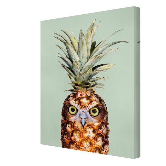 Prints green Pineapple With Owl