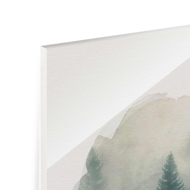 Prints nature WaterColours - Coniferous Forest In Fog