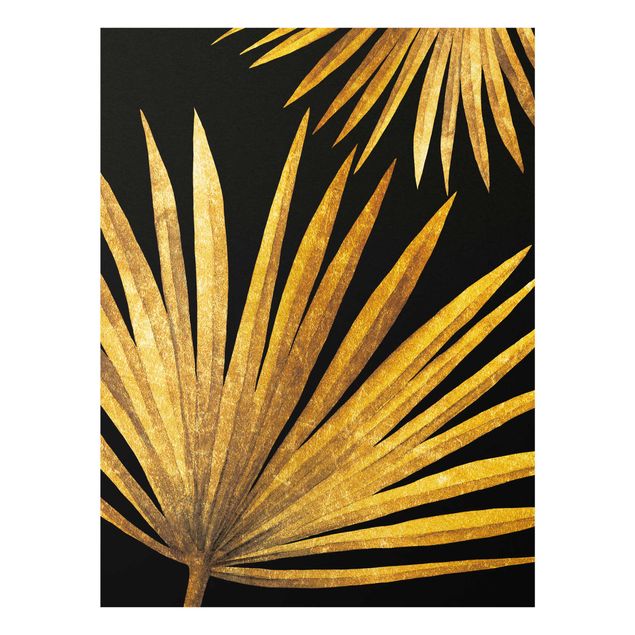 Prints flower Gold - Palm Leaf On Black