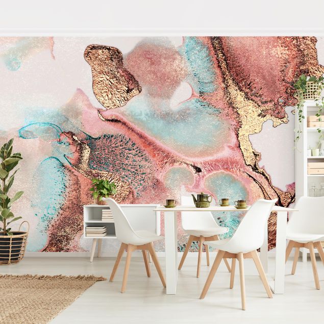 Wallpapers modern Golden Watercolour Rosé