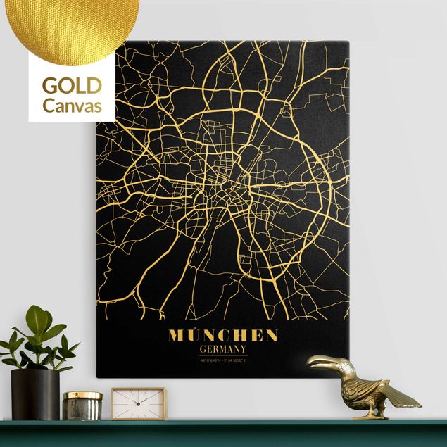 Canvas prints Munich Munich City Map - Classic Black