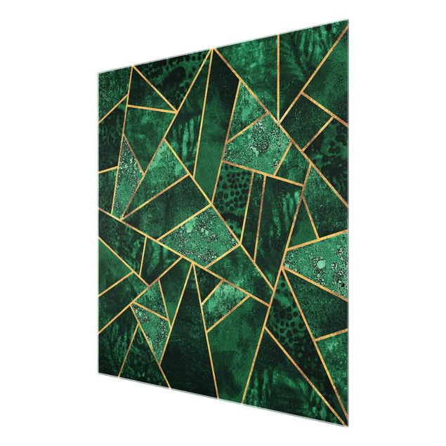 Green art prints Dark Emerald With Gold