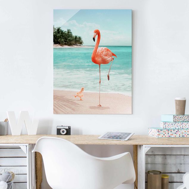 Kitchen Beach With Flamingo
