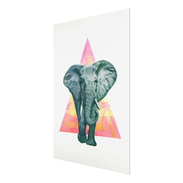 Animal wall art Illustration Elephant Front Triangle Painting