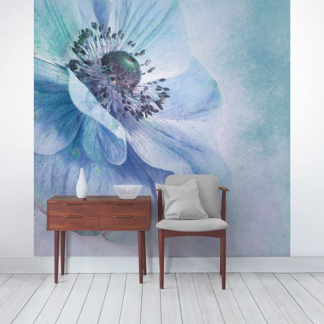 Contemporary wallpaper Flower In Turquoise