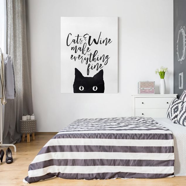 Cat print Cats And Wine make Everything Fine