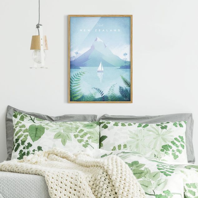 Mountain art prints Travel Poster - New Zealand