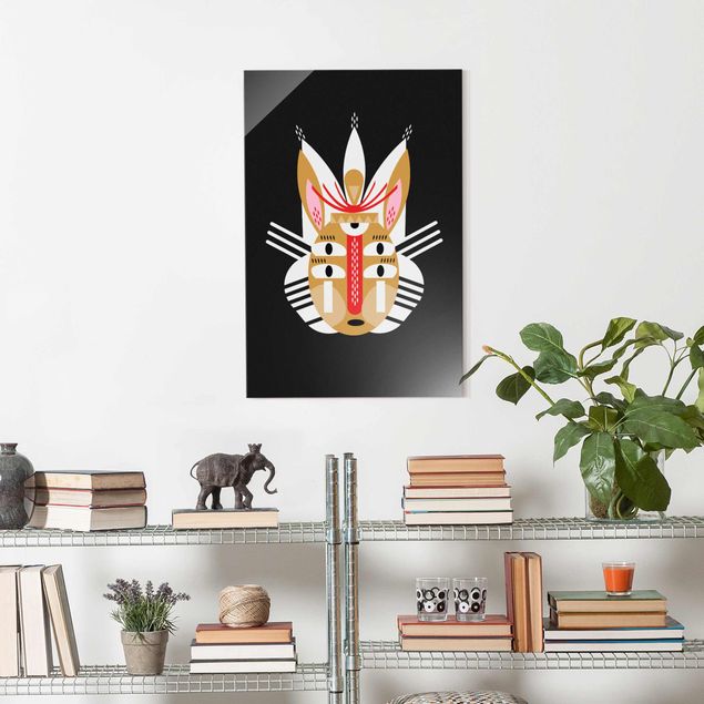 Glass prints pieces Collage Ethno Mask - Rabbit