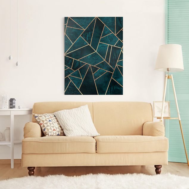 Art prints Dark Turquoise With Gold