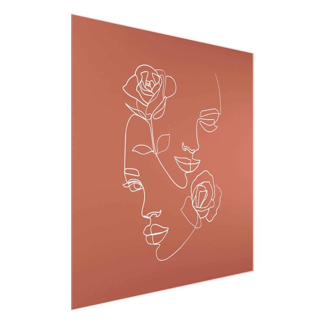 Art styles Line Art Faces Women Roses Copper
