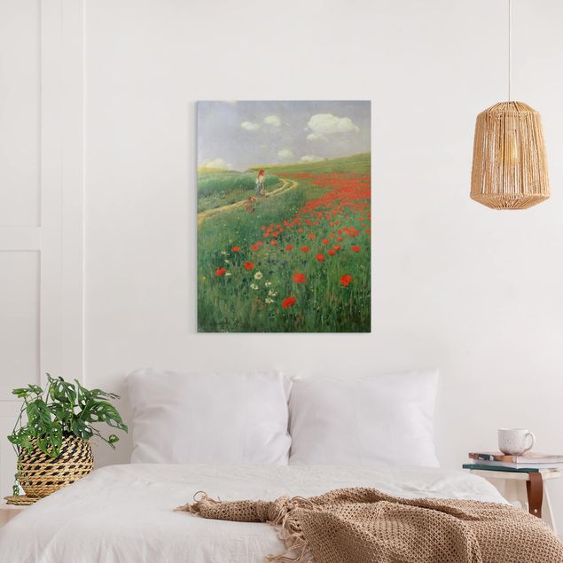 Landscape canvas prints Pál Szinyei-Merse - Summer Landscape With A Blossoming Poppy
