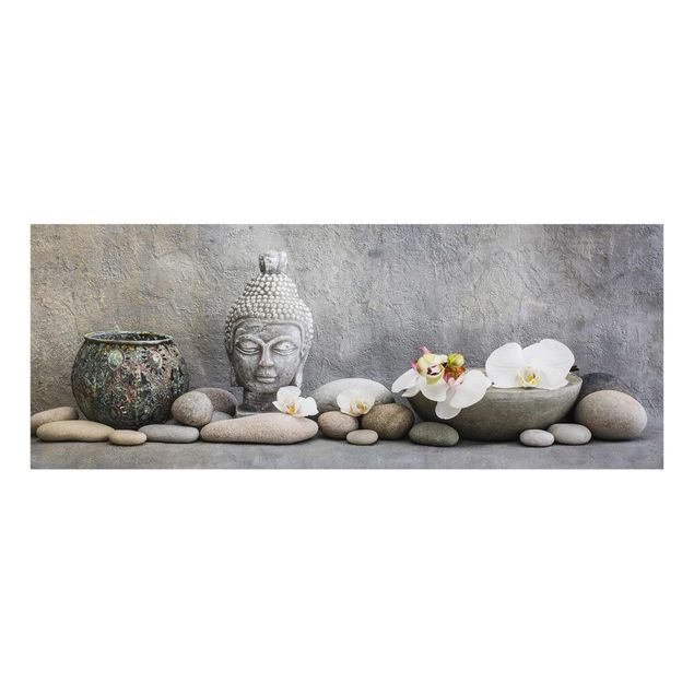 Art posters Zen Buddha With White Orchids