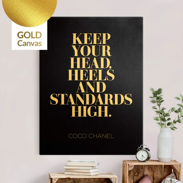 Canvas prints quotes Keep your head high Black