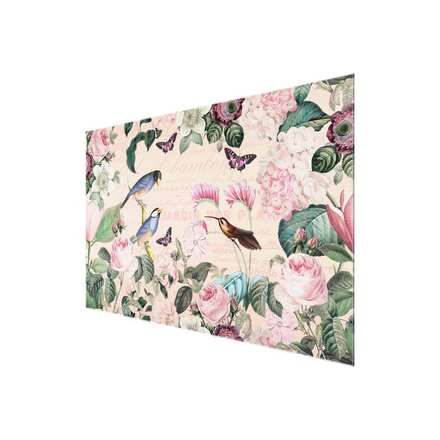 Vintage wall art Vintage Collage - Roses And Birds