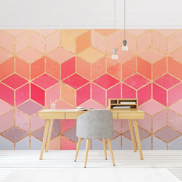 Pink aesthetic wallpaper Colourful Pastel Golden Geometrie