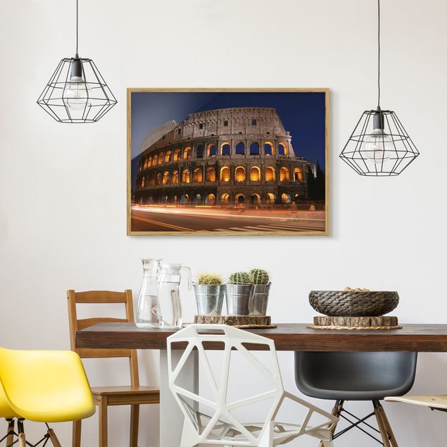 Prints Italy Colosseum in Rome at night
