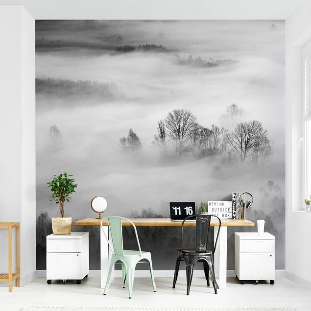 Adhesive wallpaper Fog At Sunrise Black And White