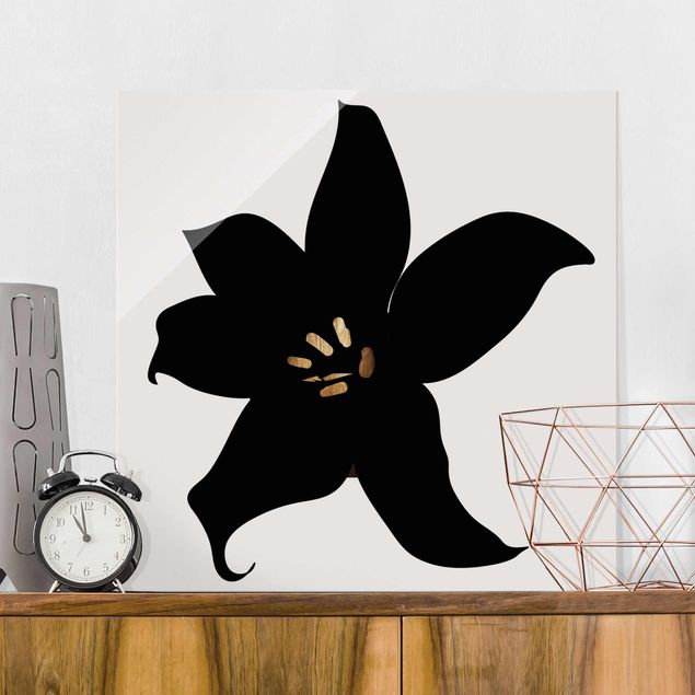 Glass prints orchid Graphical Plant World - Orchid Black And Gold