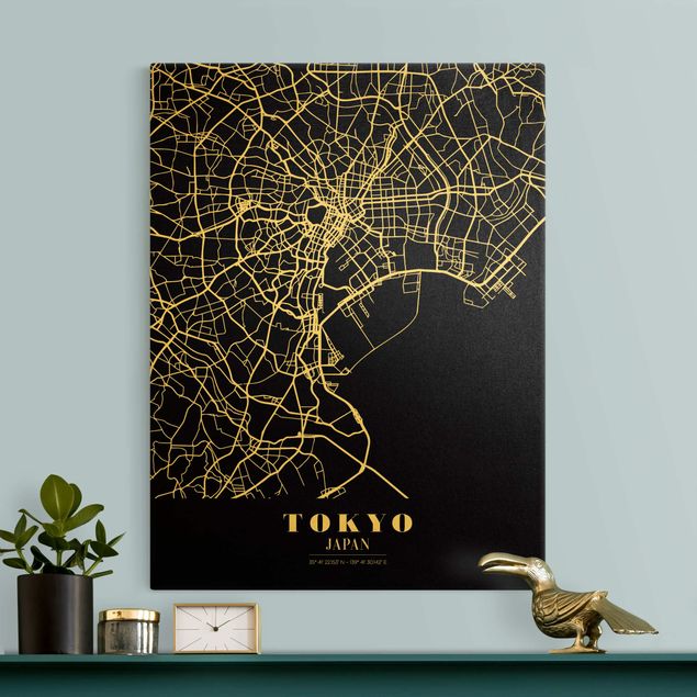 Canvas prints Asia Tokyo City Map - Classic Black