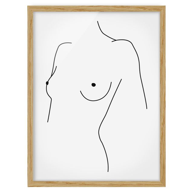 Modern art prints Line Art Nude Bust Woman Black And White