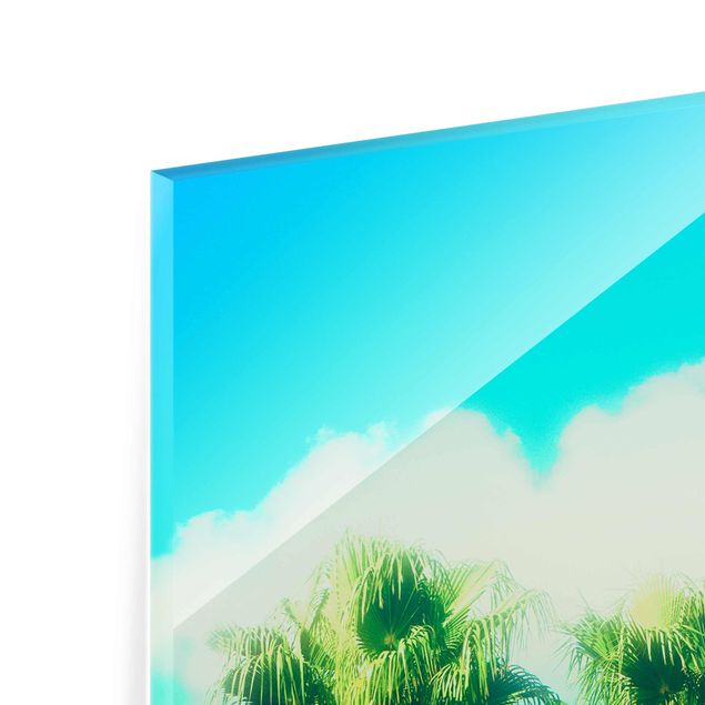Turquoise canvas wall art Palm Trees Against Blue Sky