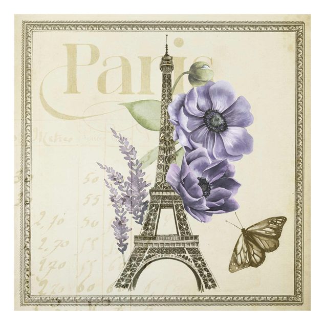 Glass prints flower Paris Collage Eiffel Tower