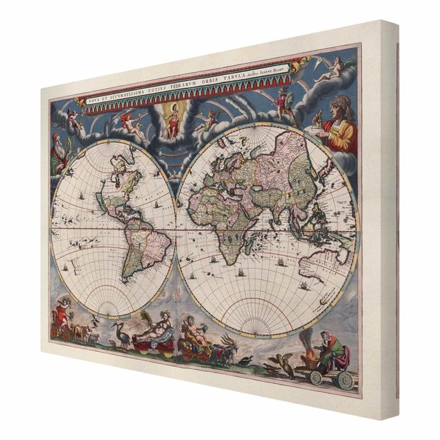 Canvas wall art Historic World Map Nova Et Accuratissima Of 1664