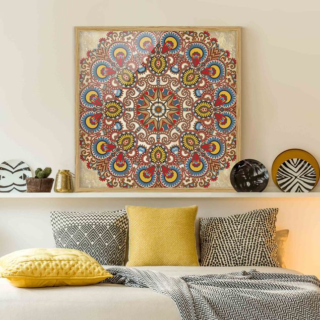 Abstract framed art Coloured Mandala