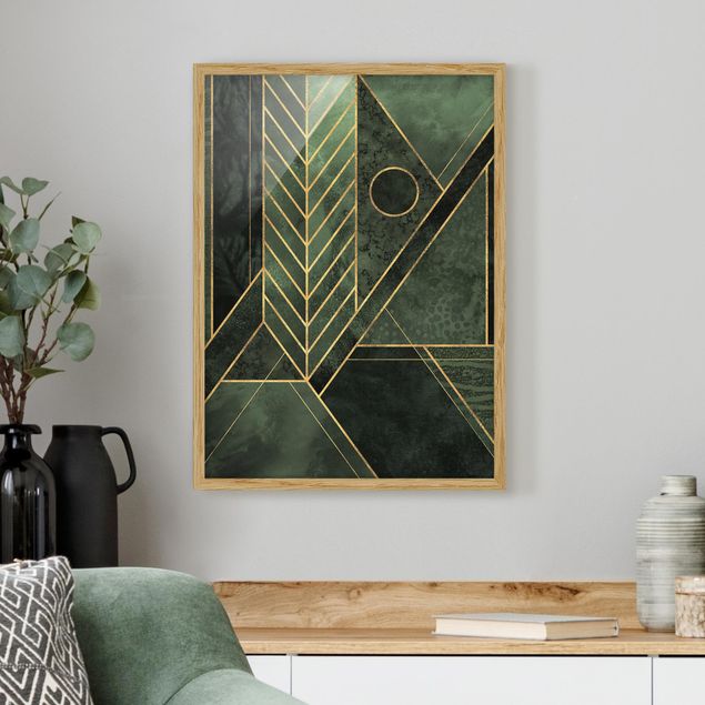 Art posters Geometric Shapes Emerald Gold