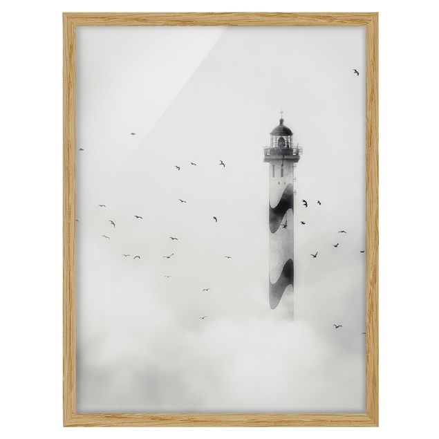 Beach wall art Lighthouse In The Fog