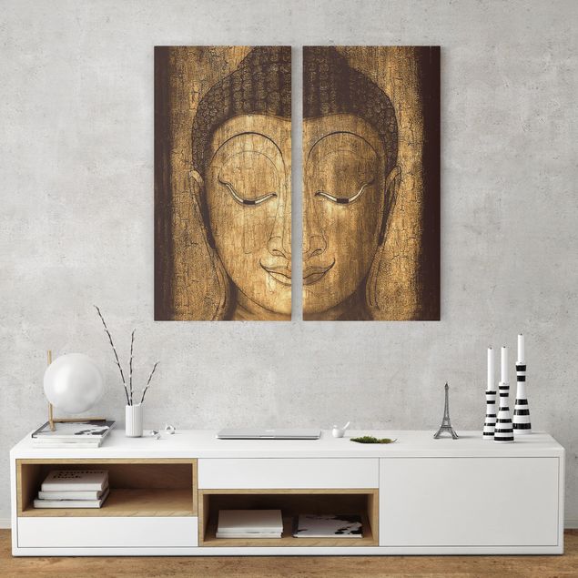 Mountain canvas art Smiling Buddha