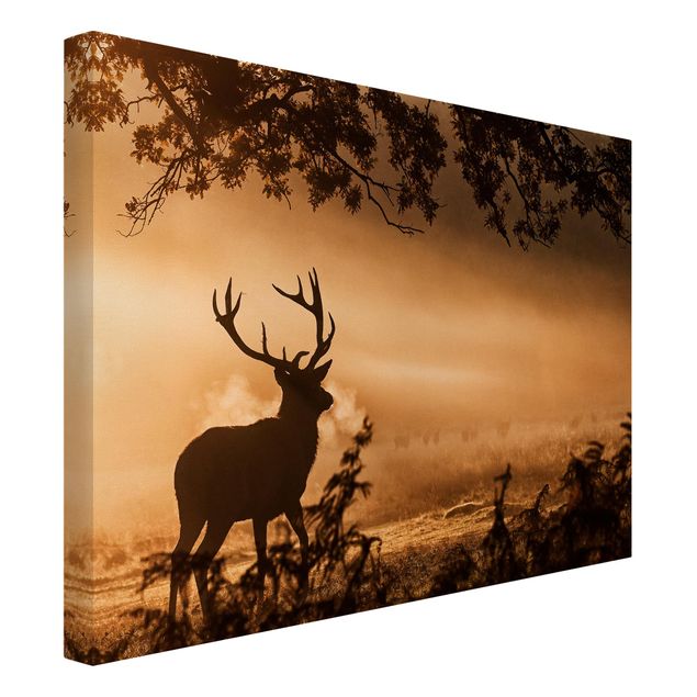 Trees on canvas Deer In The Winter Forest