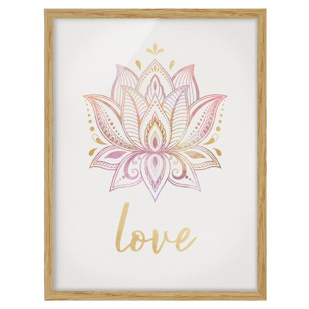 Prints mandala Lotus Illustration Love Gold Light Pink